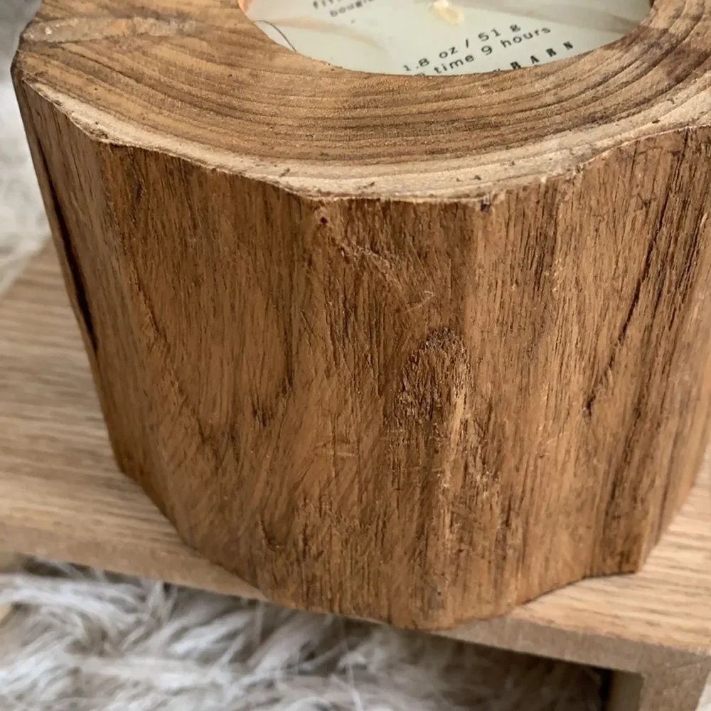 Pottery Barn Wooden Small‎ Filled Trunk Candle For Rustic Farm Cabin Decor
